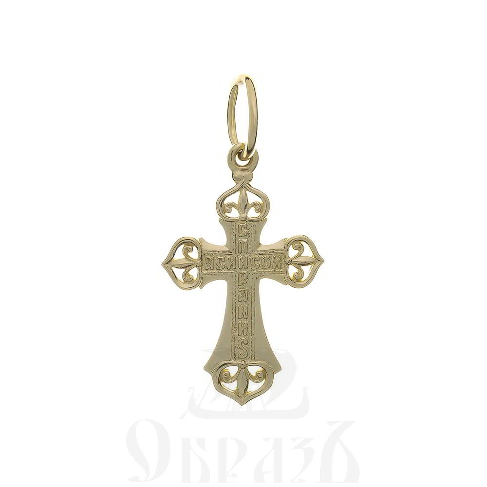 золотой крест с молитвой "спаси и сохрани", 585 проба желтого и белого цвета (арт. п10096-з5жб)