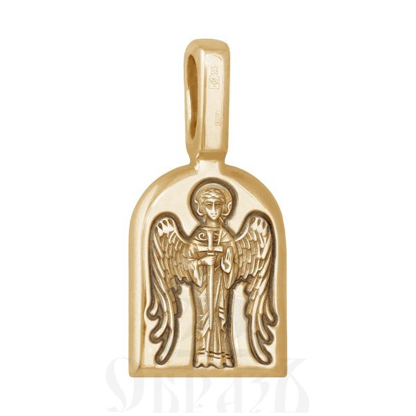 нательная икона «святая блаженная матрона московская. ангел хранитель», золото 585 пробы желтое (арт. 202.111)
