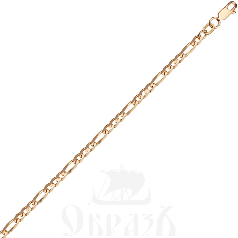 цепь плетение "фигаро" (cartie) 3х1 красное золото 585 пробы (арт. нц 12-014 d0,80)