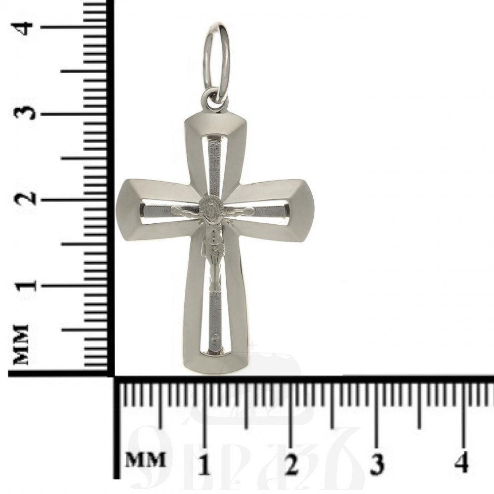 золотой крест с молитвой "спаси и сохрани", 585 проба белого цвета (арт. п10035-з5б)