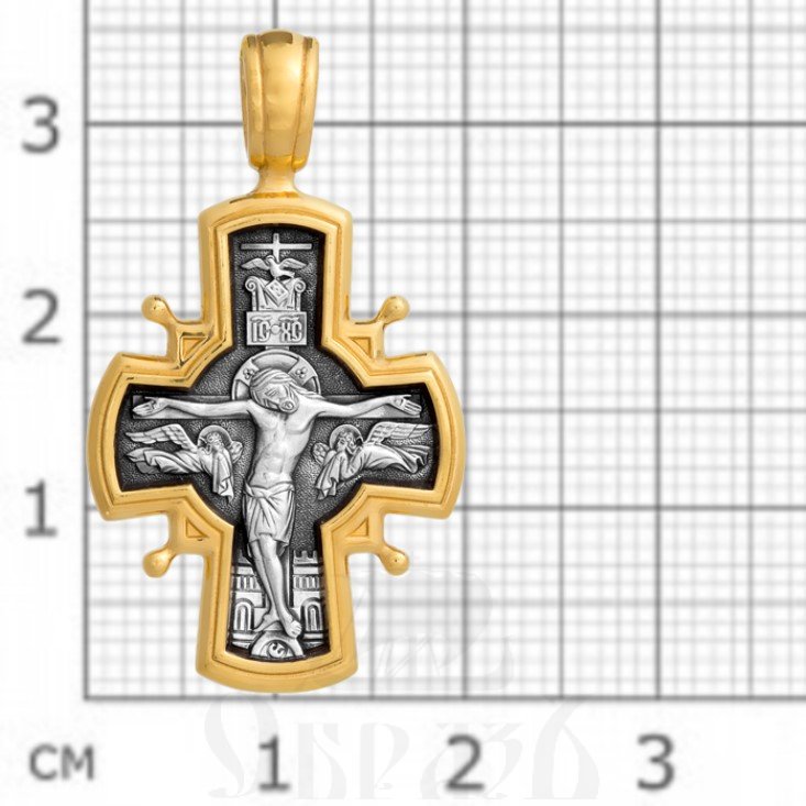 крест «распятие. введение во храм пресвятой богородицы», серебро 925 проба с золочением (арт. 101.050)