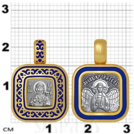 нательная икона святой преподобномученник вадим персидский, серебро 925 проба с золочением и эмалью (арт. 01.059)