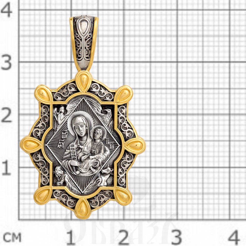 образок «икона божией матери «неопалимая купина», серебро 925 проба с золочением (арт. 102.235)