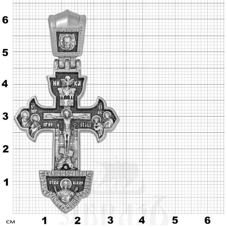 крест «распятие. св. николай чудотворец. ангел хранитель», серебро 925 проба (арт. 101.836)