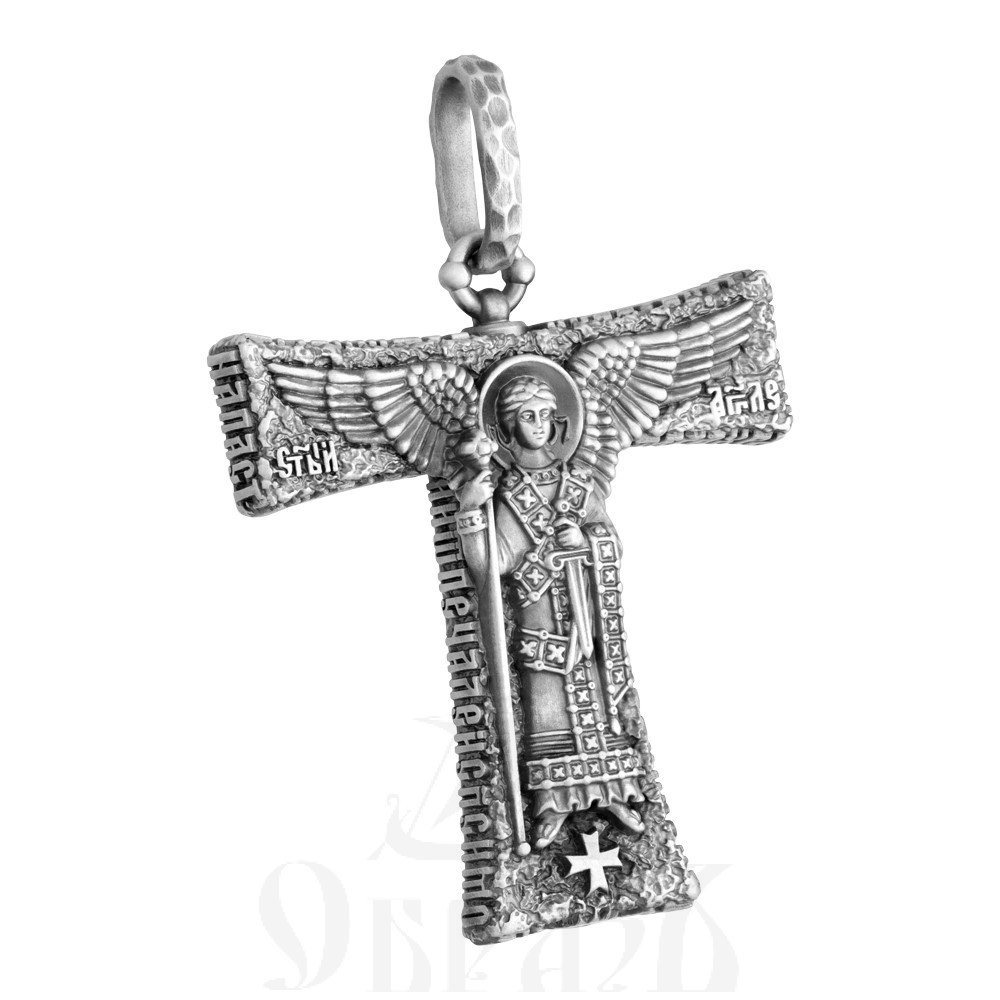 ангел хранитель на тау-кресте, серебро 925 проба (арт. 102.872)
