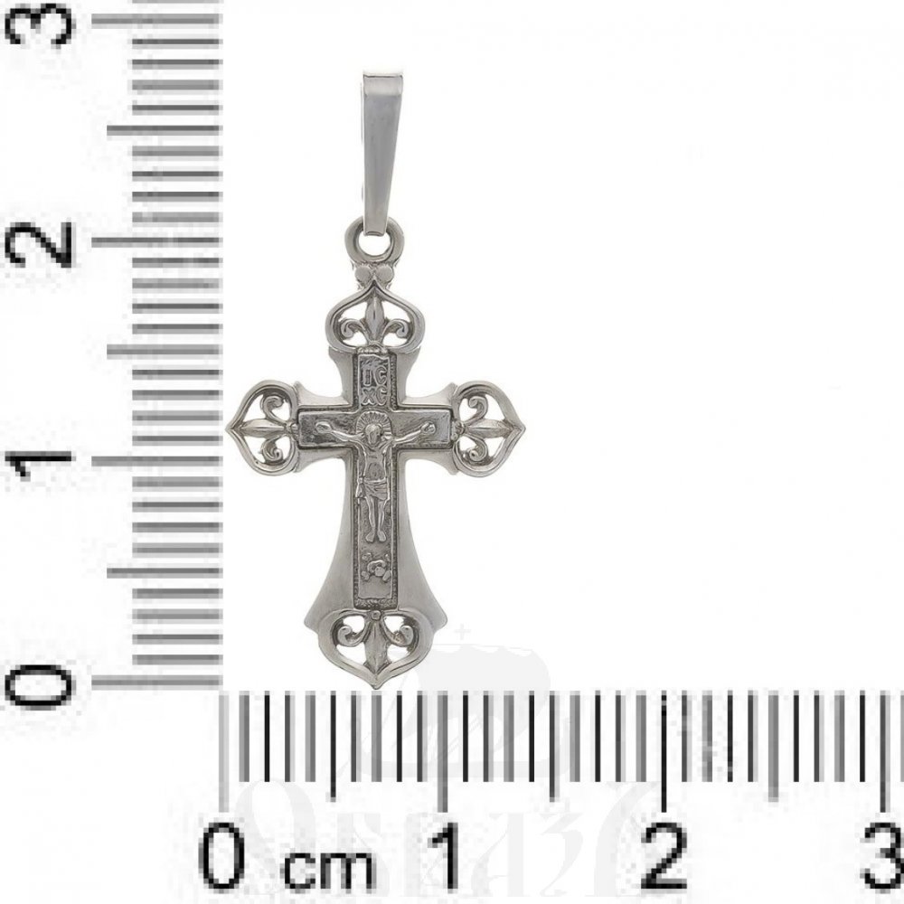 золотой крест с молитвой "спаси и сохрани", 585 проба белого цвета (арт. п10096-з5б)