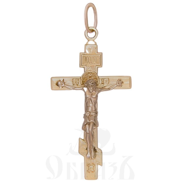 золотой восьмиконечный крест с молитвой "спаси и сохрани", 585 проба красного и белого цвета (арт. п10122-з5кб)