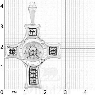 крест «спас нерукотворный, молитва кресту», серебро 925 проба с родированием (арт. 2-126-8)