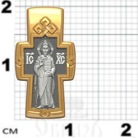 крест "господь вседержитель, святой преподобный серафим саровский" серебро 925 проба с золочением (арт. 17.005)
