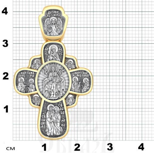 крест покровители семьи, серебро 925 проба с золочением (арт. 17.057)