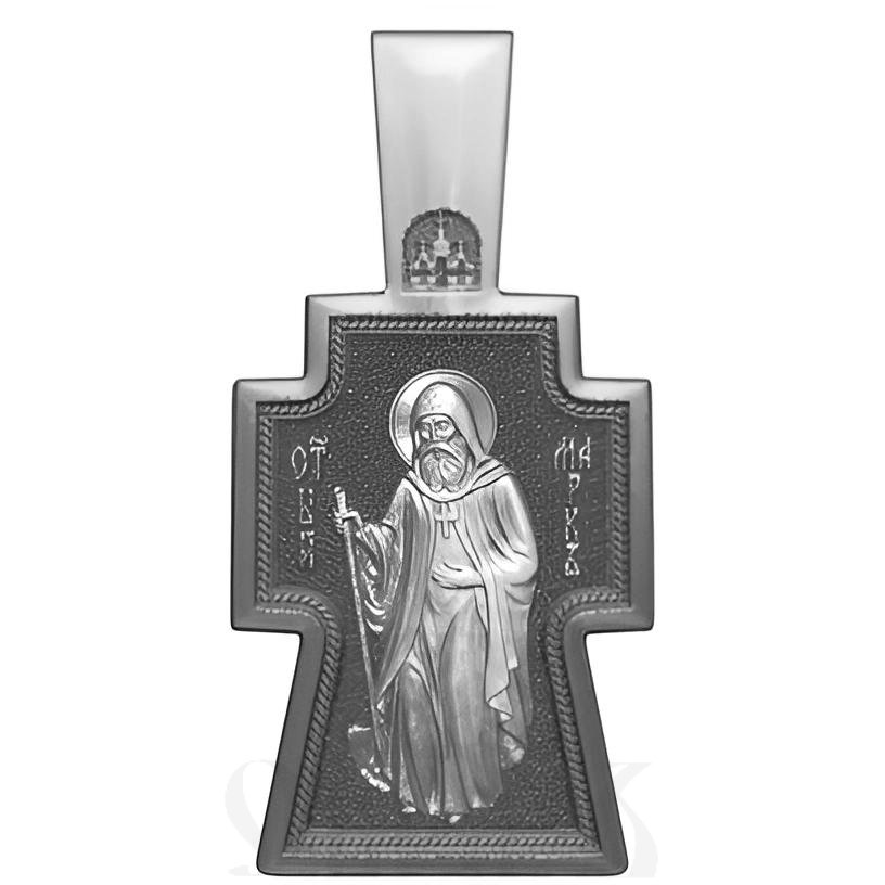 крест голгофа с образом святого преподобного марка пещерника, серебро 925 проба с родированием (арт. 17.015р)