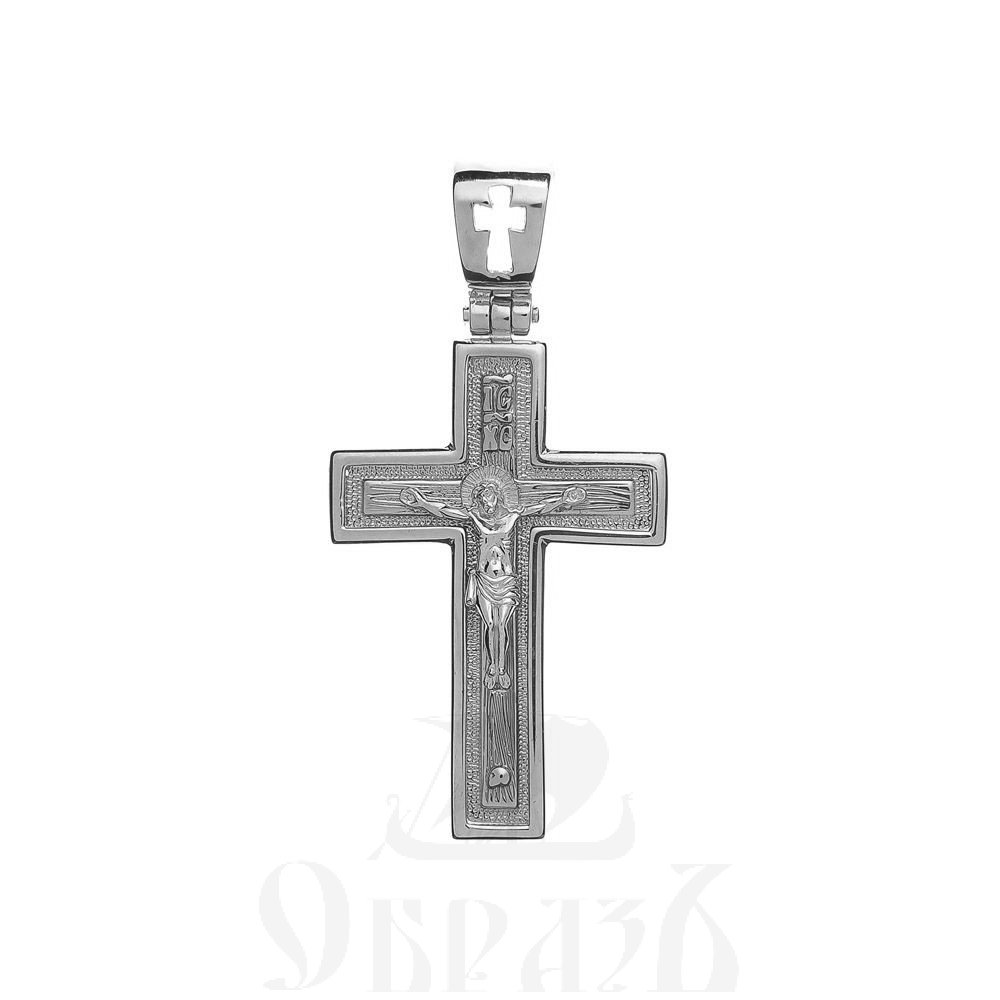 золотой крест с иисусовой молитвой, 585 проба белого цвета (арт. п30057-з5б)