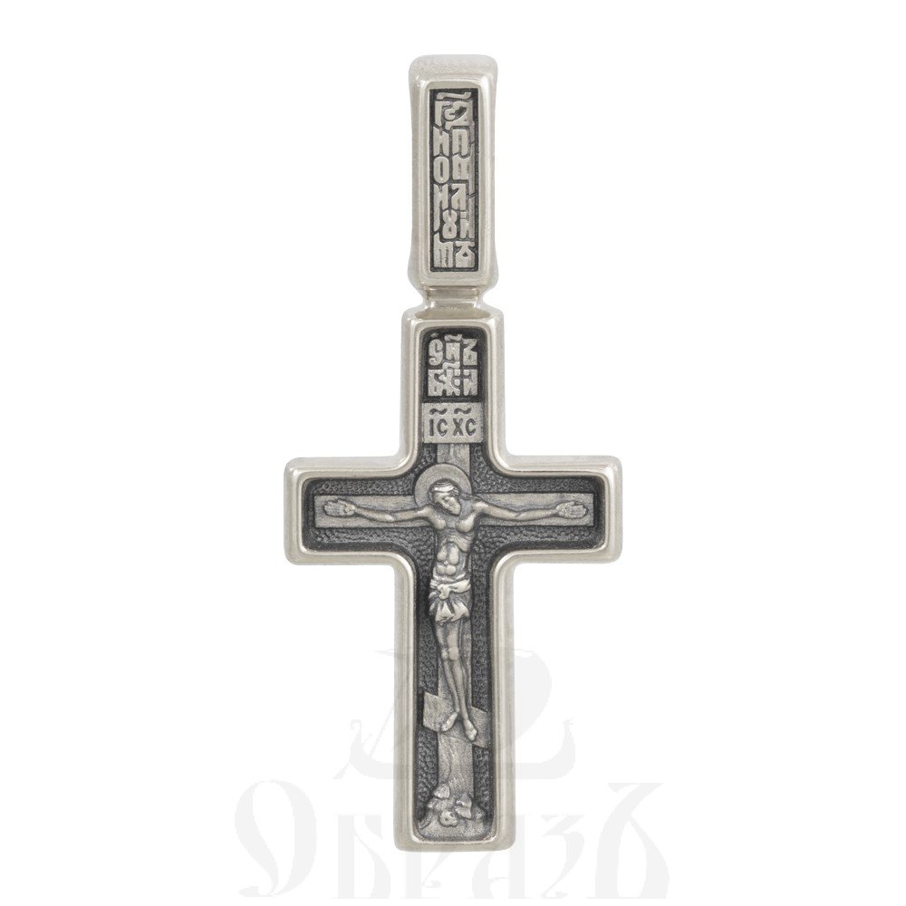 крест «распятие. ангел хранитель», золото 585 проба белое (арт. 201.470-3)