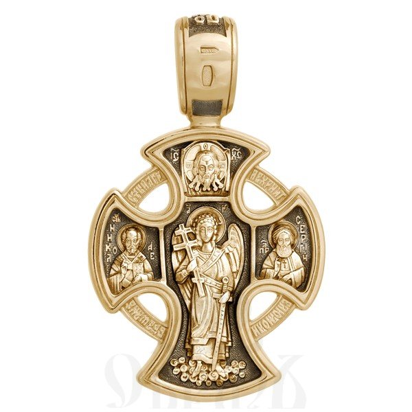 крест «господь вседержитель. ангел хранитель», золото 585 проба желтое (арт. 201.028)