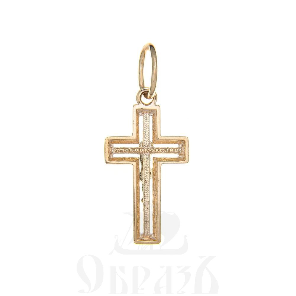 золотой крест с молитвой "спаси и сохрани", 585 проба красного и белого цвета (арт. п10053-з5кб)