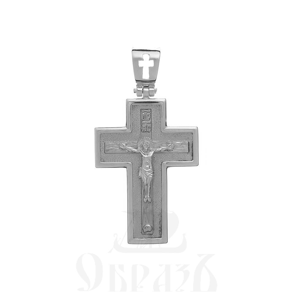 золотой крест с молитвой "отче наш", 585 проба белого цвета (арт. п30064-з5б)