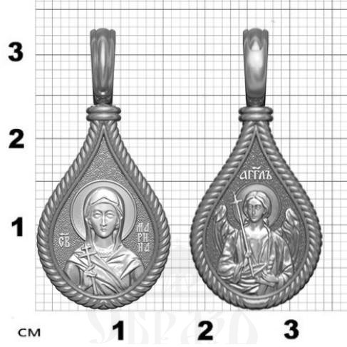 нательная икона св. великомученица марина (маргарита) антиохийская, серебро 925 проба с родированием (арт. 06.027р)