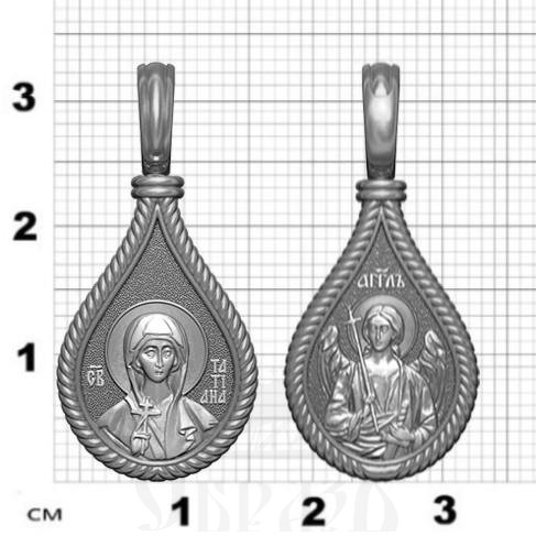 нательная икона св. мученица татьяна римская, серебро 925 проба с платинированием (арт. 06.037р)