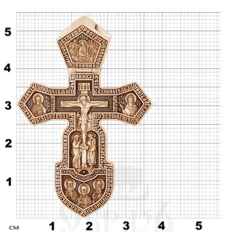 русский воинский крест, золото 585 проба красное (арт. 201.538-1)