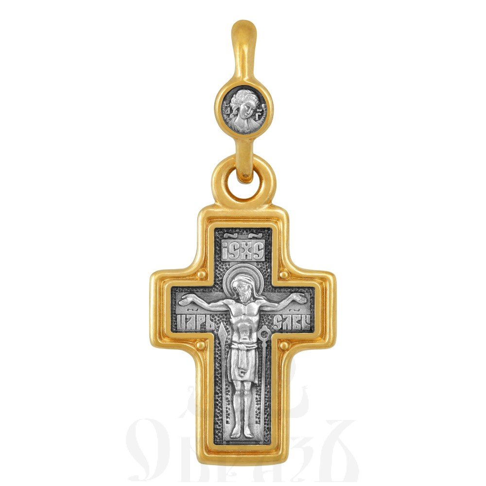 крест «распятие. ангел хранитель. матрона московская», серебро 925 проба c золочением (арт. 101.828-п)