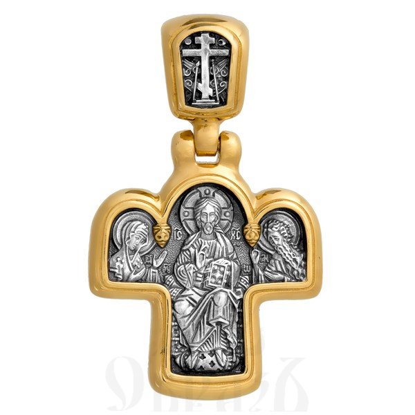 крест «спас на престоле. божия матерь на престоле», серебро 925 проба с золочением (арт. 101.027)